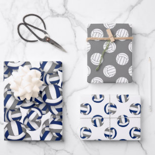 Feuille De Papier Cadeau motifs sportifs de volley-ball coordonnant bleu gr