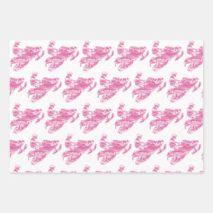 Feuille De Papier Cadeau Motoneige en Camouflage rose