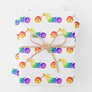 Feuille De Papier Cadeau Motorcycle arc-en-ciel
