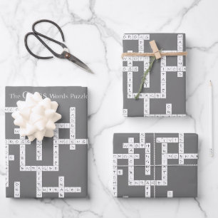 Feuille De Papier Cadeau Mots croisés Puzzle Semantique Humour gris