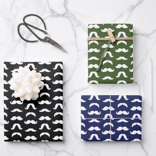 Feuille De Papier Cadeau Moustache (Recto)