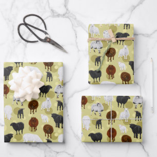 Feuille De Papier Cadeau Moutons Agneaux Douce Mélisse Fermier