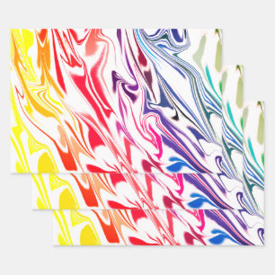 Feuille De Papier Cadeau Multicolore marbré brillant couleur Cool