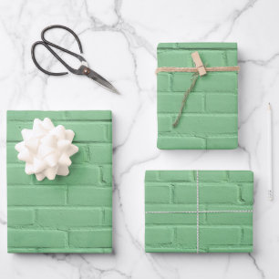 Feuille De Papier Cadeau Mur en brique verte