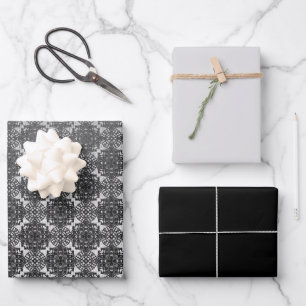 Feuille De Papier Cadeau MVB Black Faux Lace Grey