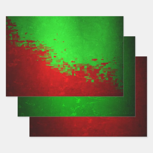 Feuille De Papier Cadeau MVB Faux Digital Foil Parchum Red Green Design (Lot)
