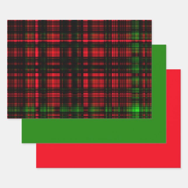 Feuille De Papier Cadeau MVB Noël Plaid Rouge et Vert (Lot)