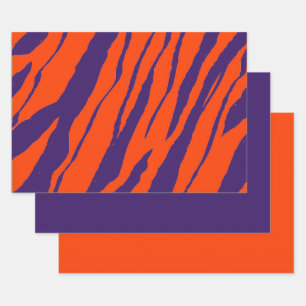 Feuille De Papier Cadeau MVB Tiger Stripes Design- Orange & Violet