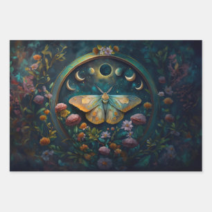 Feuille De Papier Cadeau Mysterious Twilight Portal, Mystic Floral Imaginai