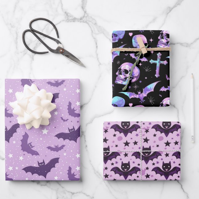 Feuille De Papier Cadeau Mystique Violet Gothique (Recto)