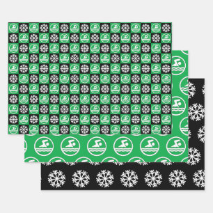 Feuille De Papier Cadeau Nage et flocon de neige Nage et plongée Noël