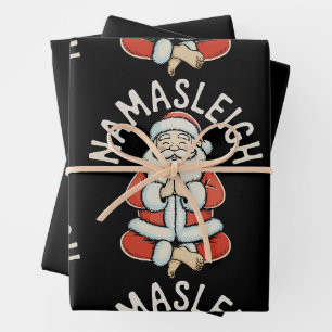 Feuille De Papier Cadeau Namasleigh Santa Sleigh Namaste Yoga Méditation