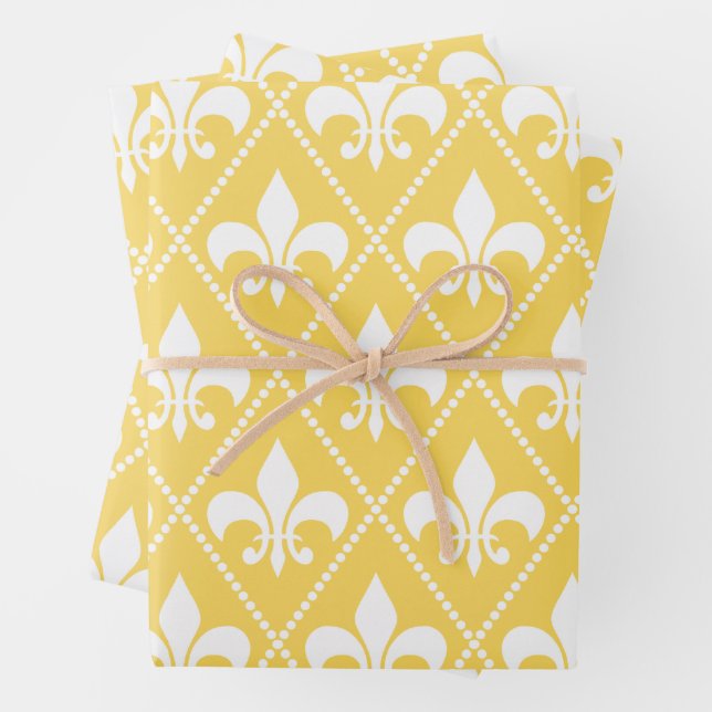 Feuille De Papier Cadeau Naples Fleur Jaune de Lis (En situation)