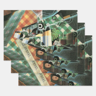 Feuille De Papier Cadeau Nature morte au napperon à carreaux de Juan Gris