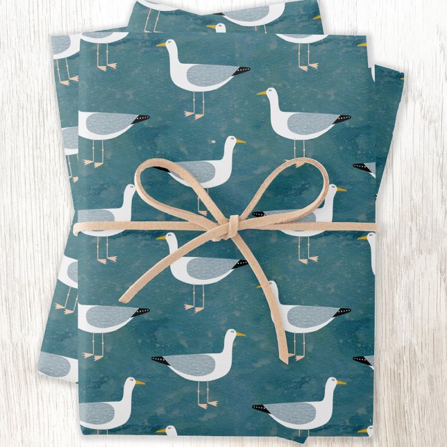 Feuille De Papier Cadeau Nautique Seagull (Créateur téléchargé)