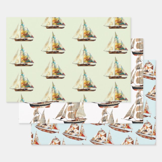 Feuille De Papier Cadeau Navires et bateaux (Lot)