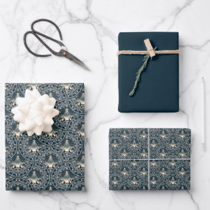 Feuille De Papier Cadeau Navy & Gold Star of Wonder Mandala Art Déco Fans