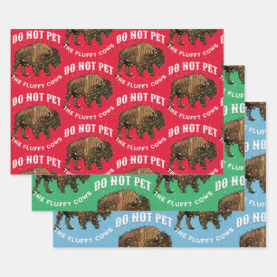 Feuille De Papier Cadeau Ne Caressez Pas Les Vaches Fluffy Noël Yellowstone