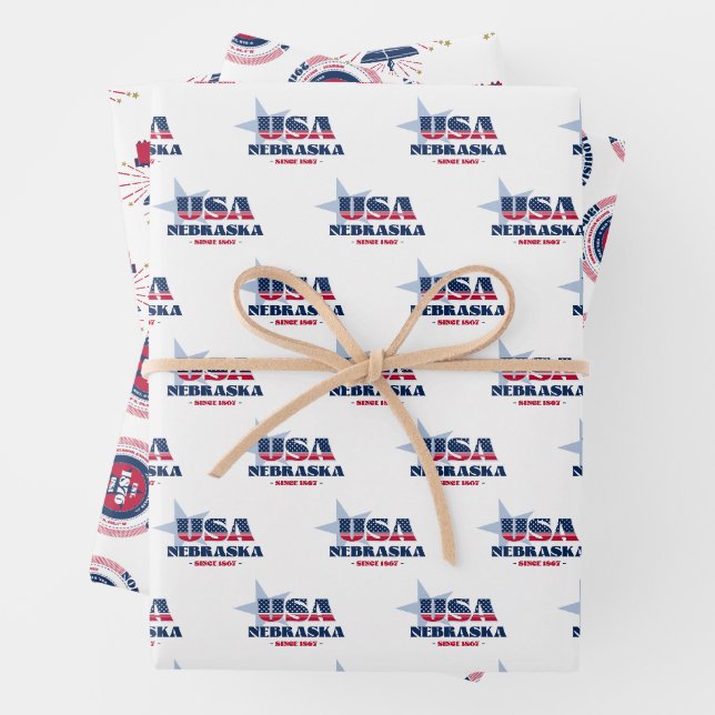 Feuille De Papier Cadeau Nebraska, 50 États, Liberty Bell (En situation)