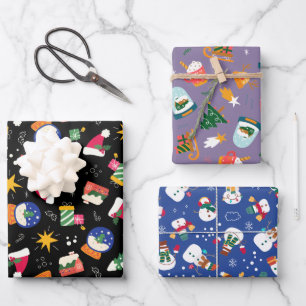 Feuille De Papier Cadeau Neiges et neiges Ensemble de 3