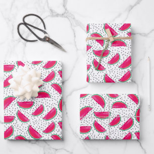 Feuille De Papier Cadeau Neon Watermelon sur le Motif des semences