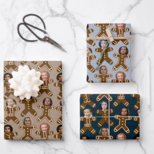 Feuille De Papier Cadeau Neutral Six Photo Gingerbread Gens Holiday