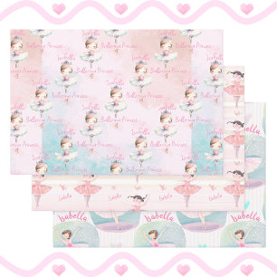 Feuille De Papier Cadeau N'Importe Quel Nom Joli Ballet Princesse Ballerina