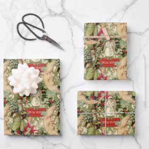 Feuille De Papier Cadeau Noël à l'ancienne 