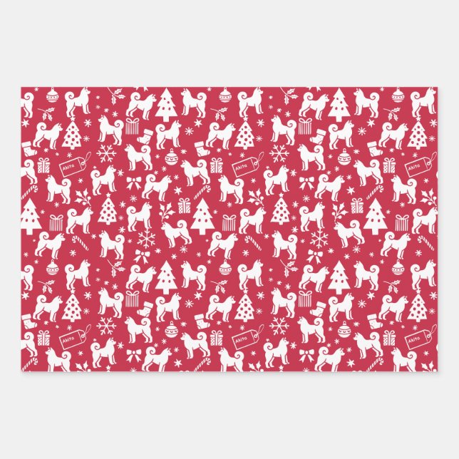 Feuille De Papier Cadeau Noël Akita (Devant)
