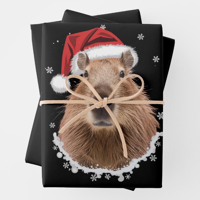 Feuille De Papier Cadeau Noël amusant de Capybara (En situation)