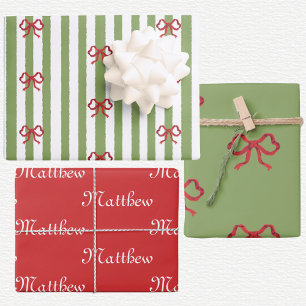 Feuille De Papier Cadeau Noël Arc et Rayures