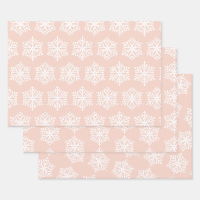 Feuille De Papier Cadeau Noël aux flèches blanches et roses (Lot)