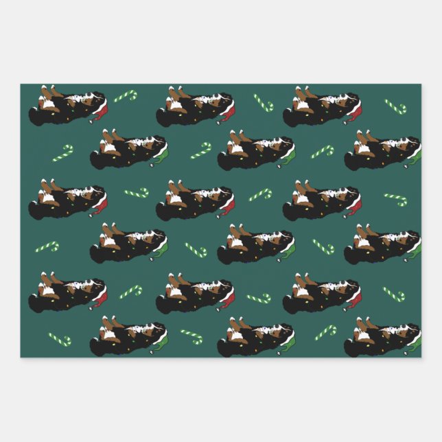 Feuille De Papier Cadeau Noël Bernese Mountain Dog (Devant)