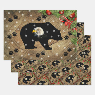 Feuille De Papier Cadeau Noël Black Oear Bald Eagle Wilderness 