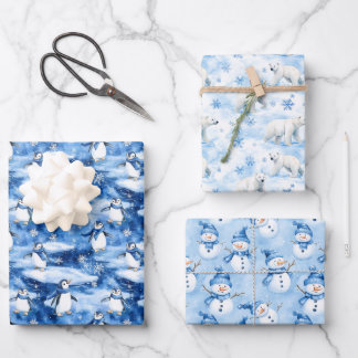 Feuille De Papier Cadeau Noël bleu