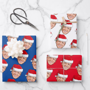 Feuille De Papier Cadeau Noël bleu Joe Biden