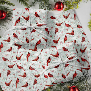 Feuille De Papier Cadeau Noël Cardinal Rouge Vacances d'hiver