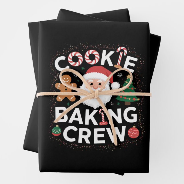 Feuille De Papier Cadeau Noël Cookie Baking Crew Famille Noël (En situation)