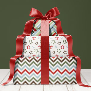 Feuille De Papier Cadeau Noël Cosy Rouge Et Vert De Fêtes