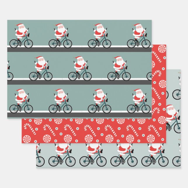Feuille De Papier Cadeau Noël cycliste (Lot)