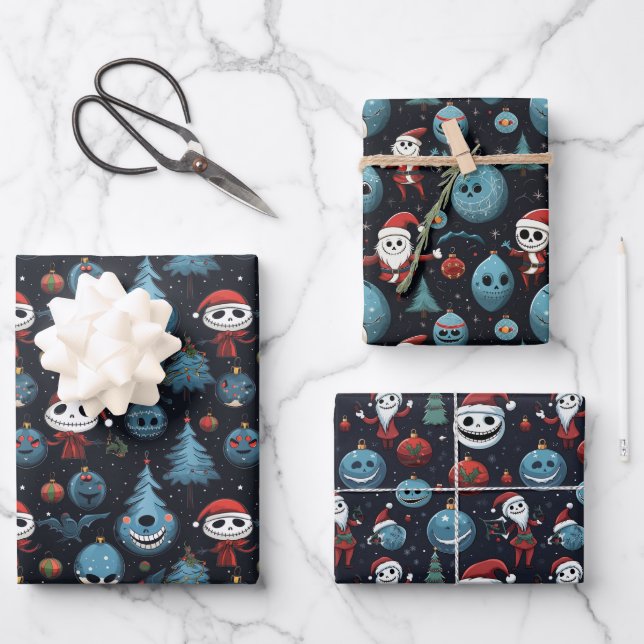 Feuille De Papier Cadeau Noël d'art éffrayant (Recto)