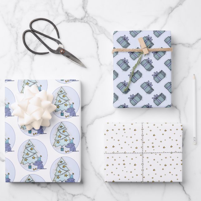 Feuille De Papier Cadeau Noël de chien lunatique (Recto)