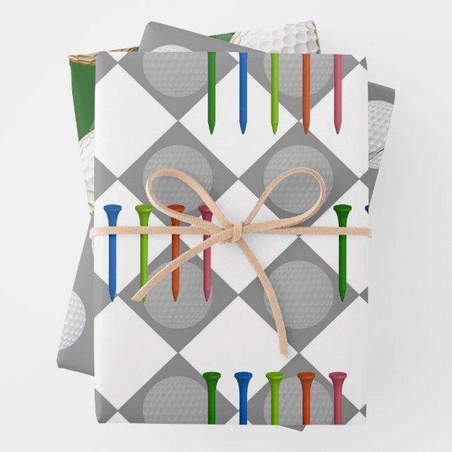 Feuille De Papier Cadeau Noël de golf avec thème GOLF (En situation)