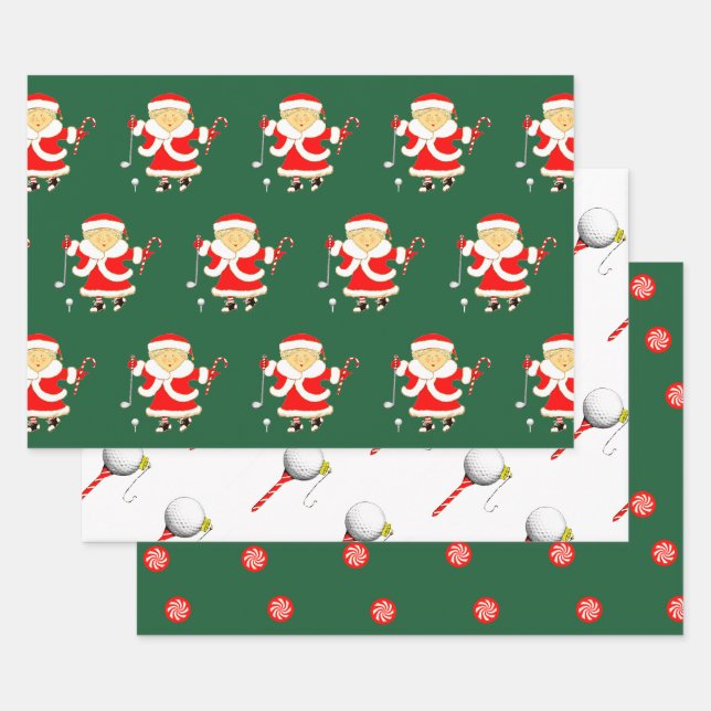 Feuille De Papier Cadeau Noël de golf créatif (Lot)