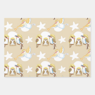 Feuille De Papier Cadeau Noël de Kookaburra/Nativité de Kookaburra
