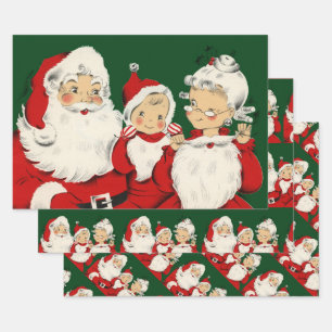 Feuille De Papier Cadeau Noël de la famille père Noël