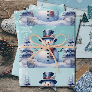 Feuille De Papier Cadeau Noël de la forêt d'hiver   Sarcelle