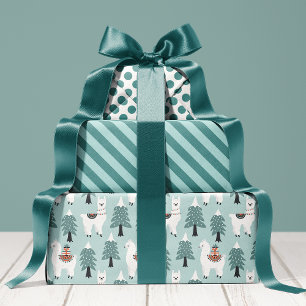 Feuille De Papier Cadeau Noël de Noël de la Cute Llama