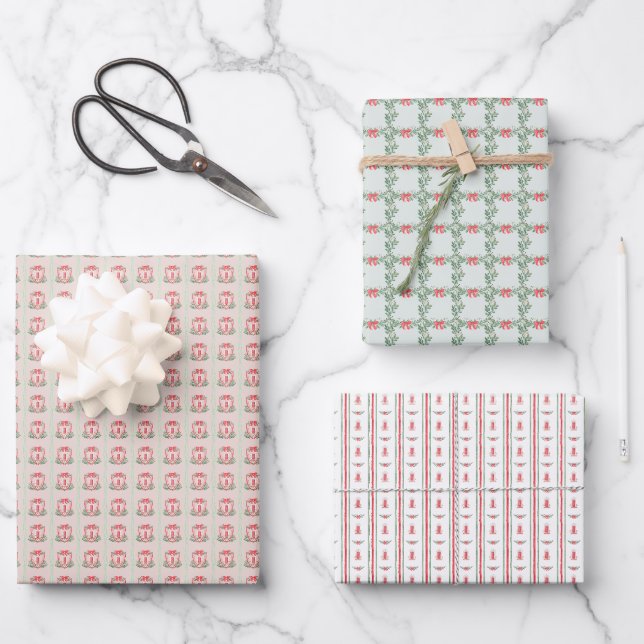 Feuille De Papier Cadeau Noël de Noël Rouge Vert (Recto)