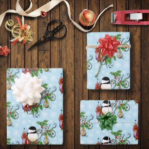 Feuille De Papier Cadeau Noël de poulet d'hiver